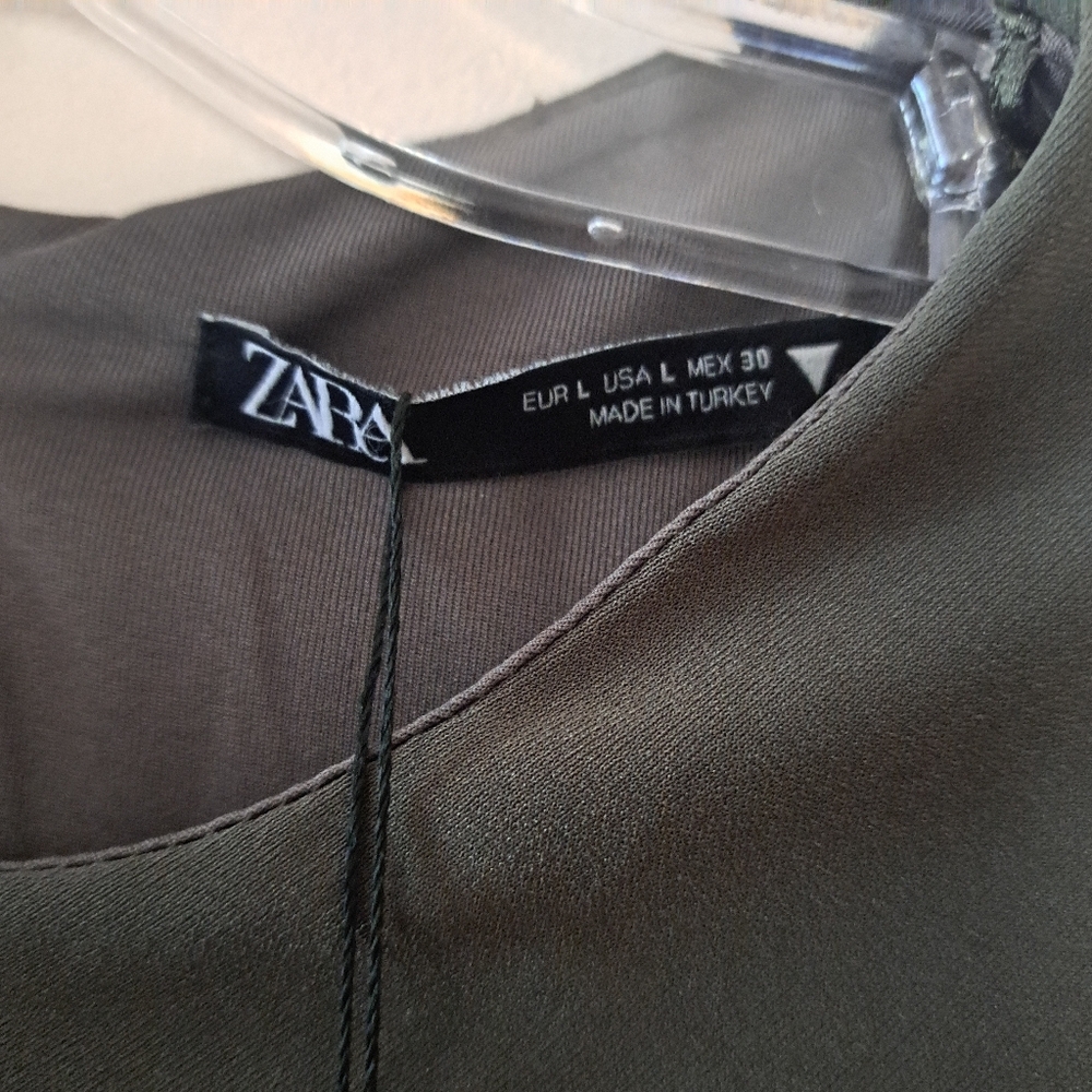 Zara Green Ruched Mini Dress - Picture 5 of 8